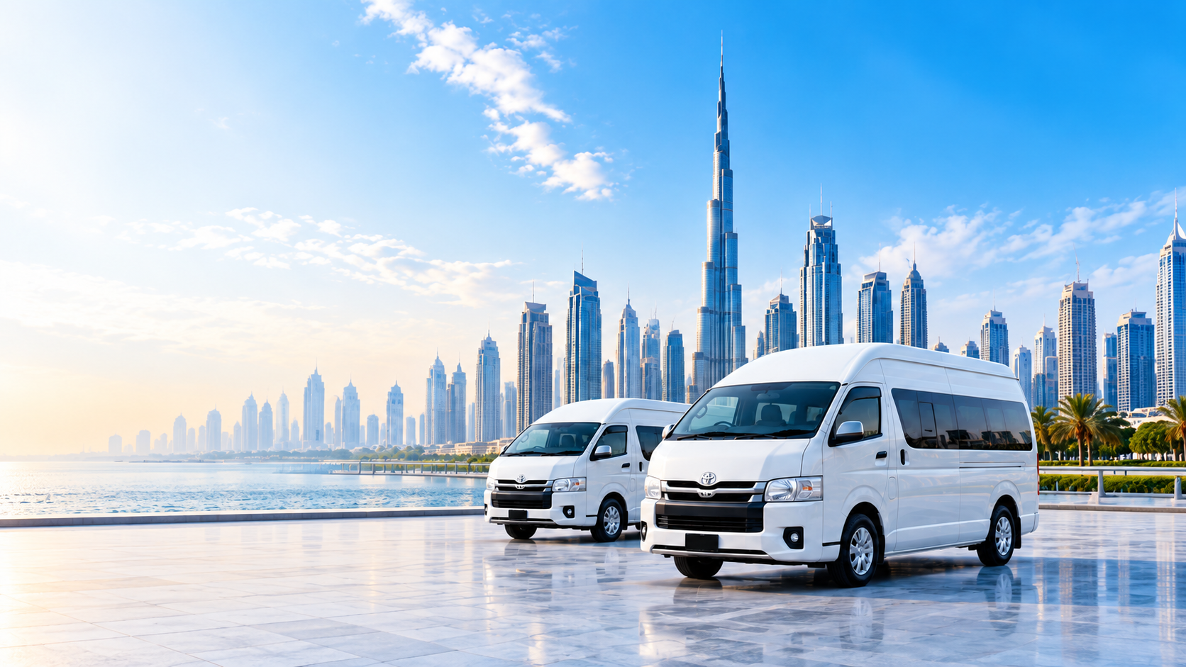 Dubai skyline and passenger transport