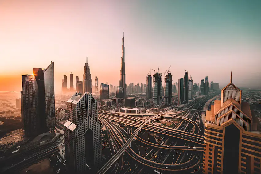 Dubai city skyline and modern buildings